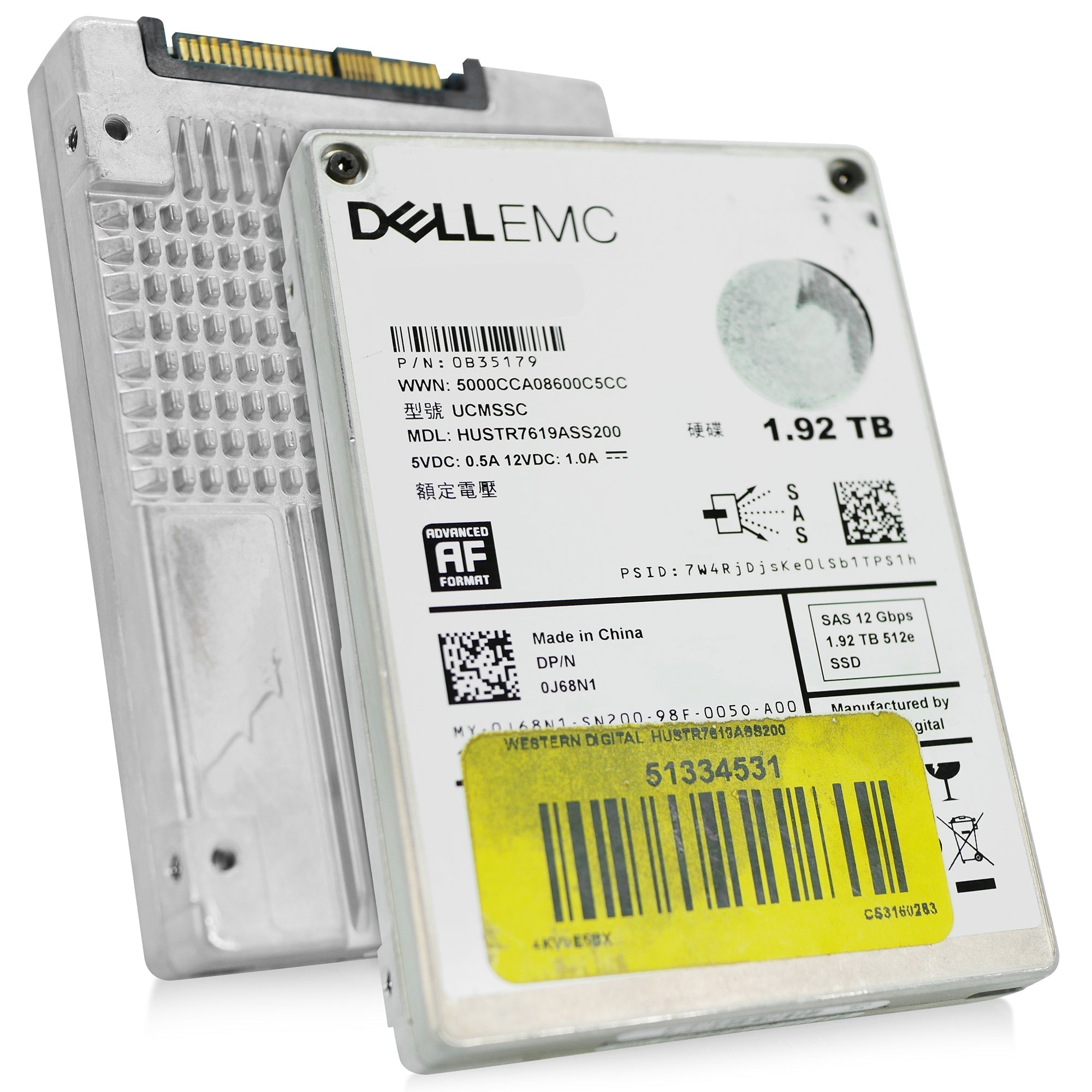 Dell/Western Digital Ultrastar DC SS200 HUSTR7619ASS200 0B35179 1.92TB 1 DWPD SAS 12Gb/s MLC 2.5in Refurbished SSD
