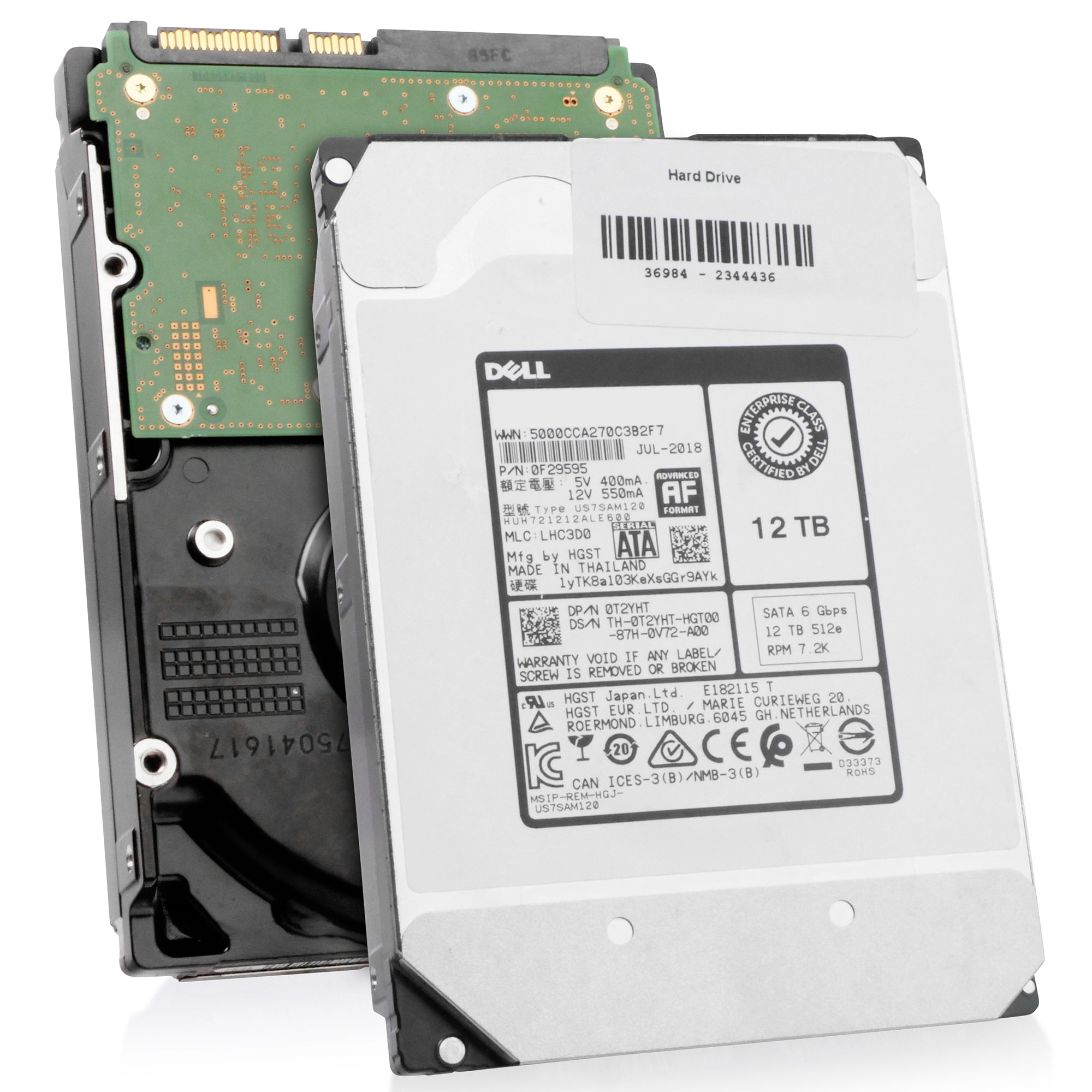 Dell/Western Digital Ultrastar DC HC520 HUH721212ALE600 0F29595 12TB 7.2K RPM SATA 6Gb/s 512e 3.5in Refurbished HDD