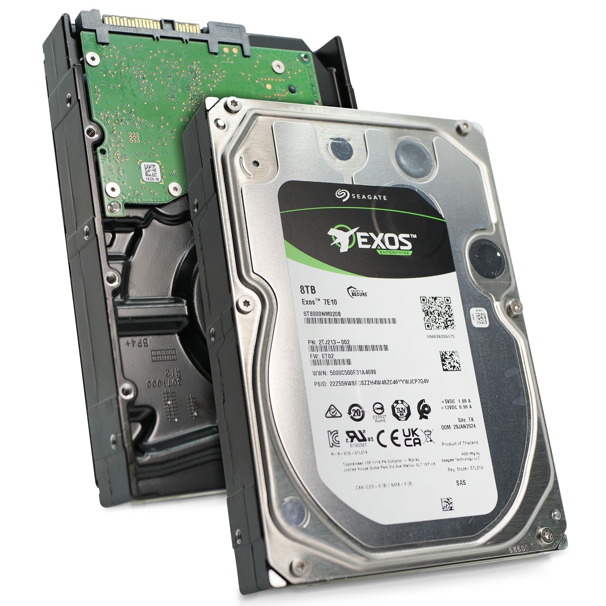 Seagate Exos 7E10 ST8000NM020B 8TB 7.2K RPM SAS 12Gb/s 512e 3.5in Recertified Hard Drive