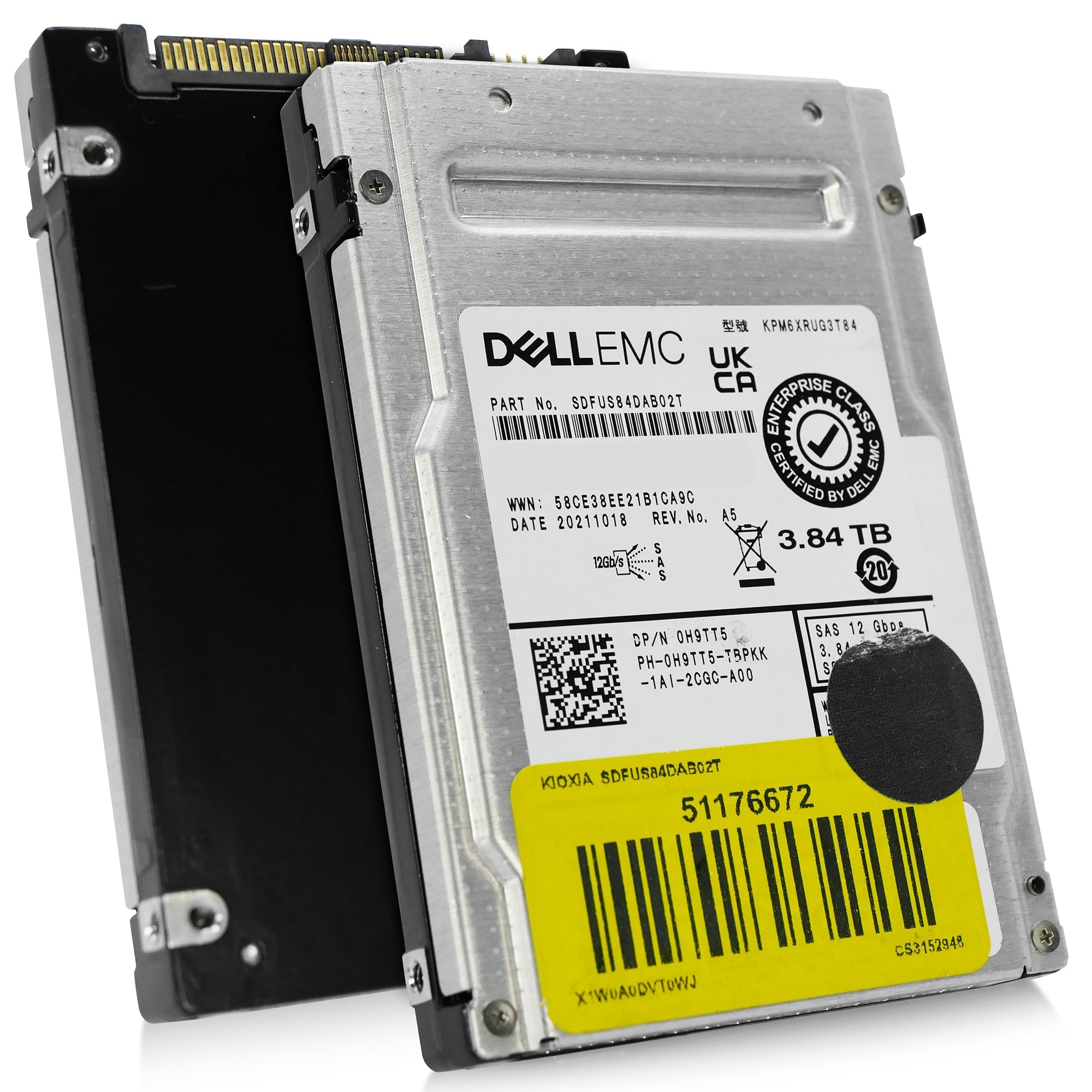 Dell/Kioxia PM6-R SDFUS84DAB02T 3.84TB SAS 12Gb/s 3D TLC 2.5in Refurbished SSD