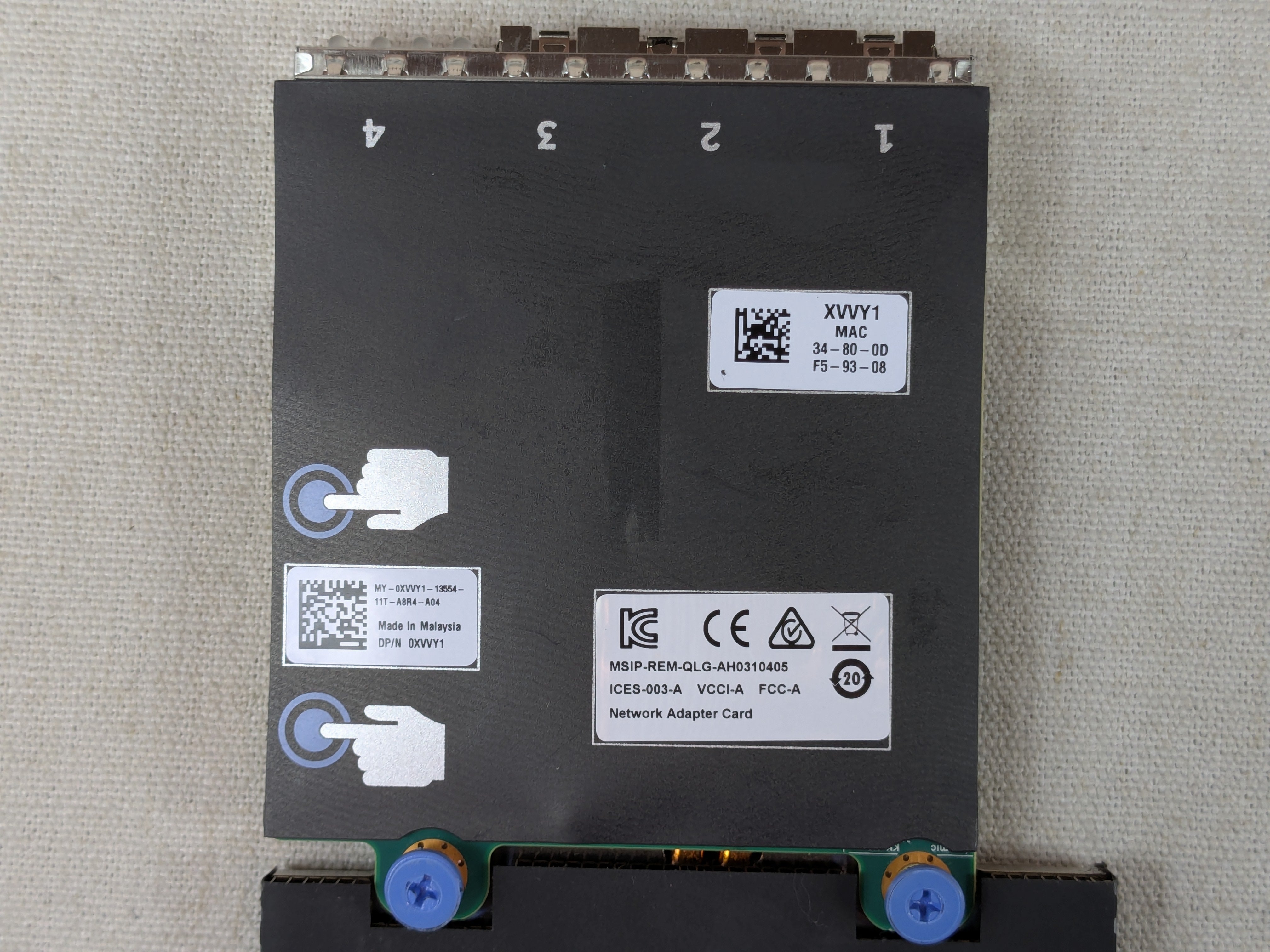 Dell XVVY1 QLogic QL41164 Quad-Port 10G SFP+ Network Daughter Card
