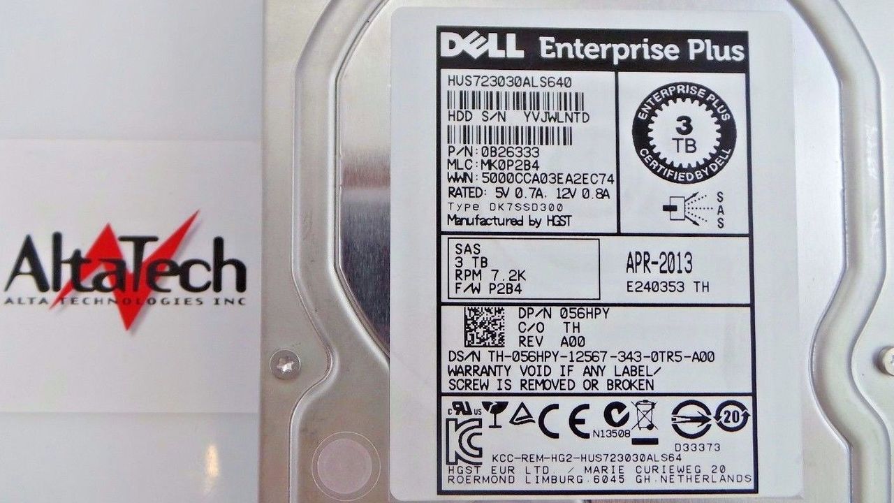 Dell 056HPY 3TB 7.2K SAS 3.5" 6G HDD