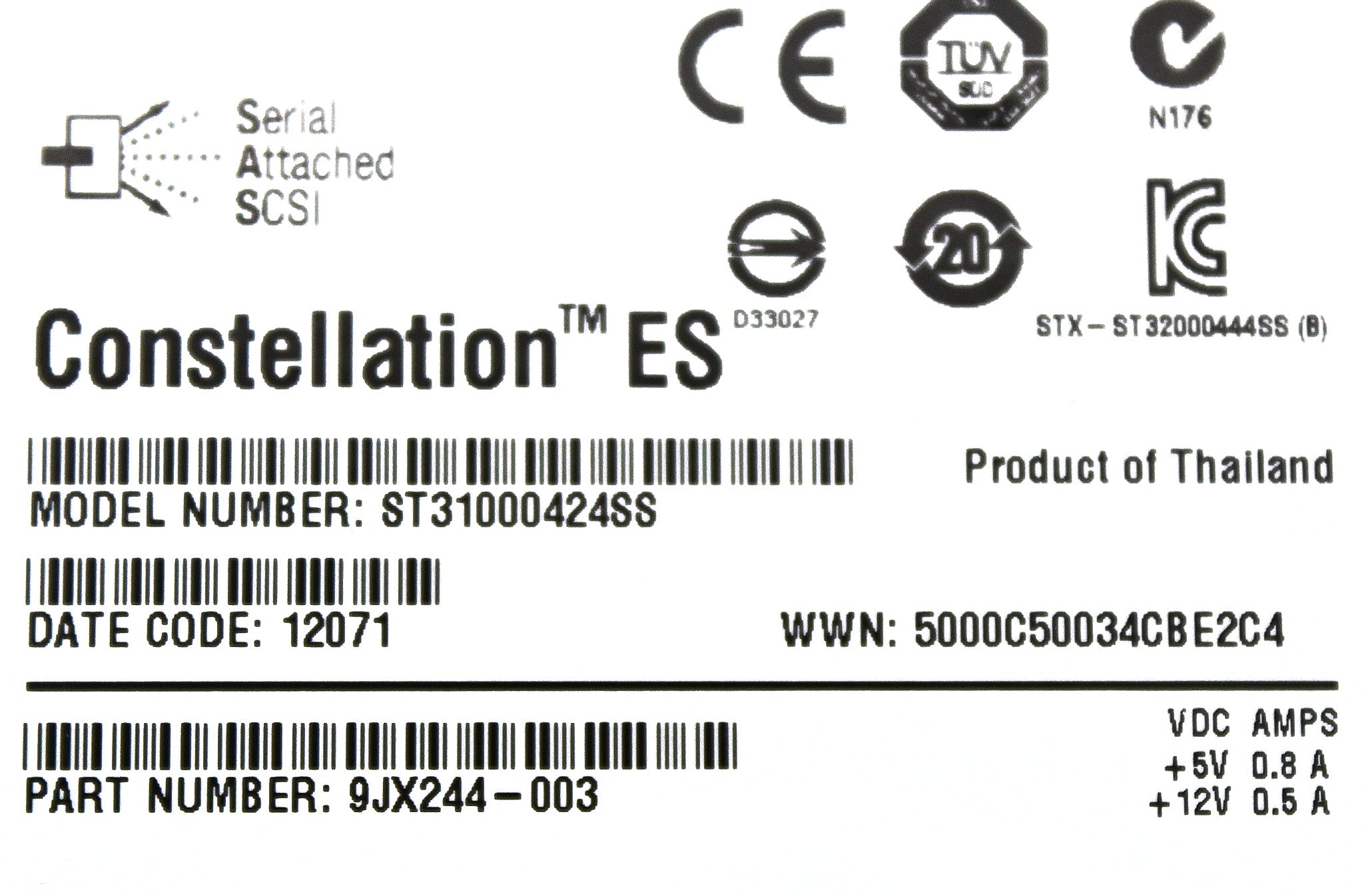 Dell 9JX244-003 1TB 7.2K SAS 3.5 6G SGT COMPELLENT