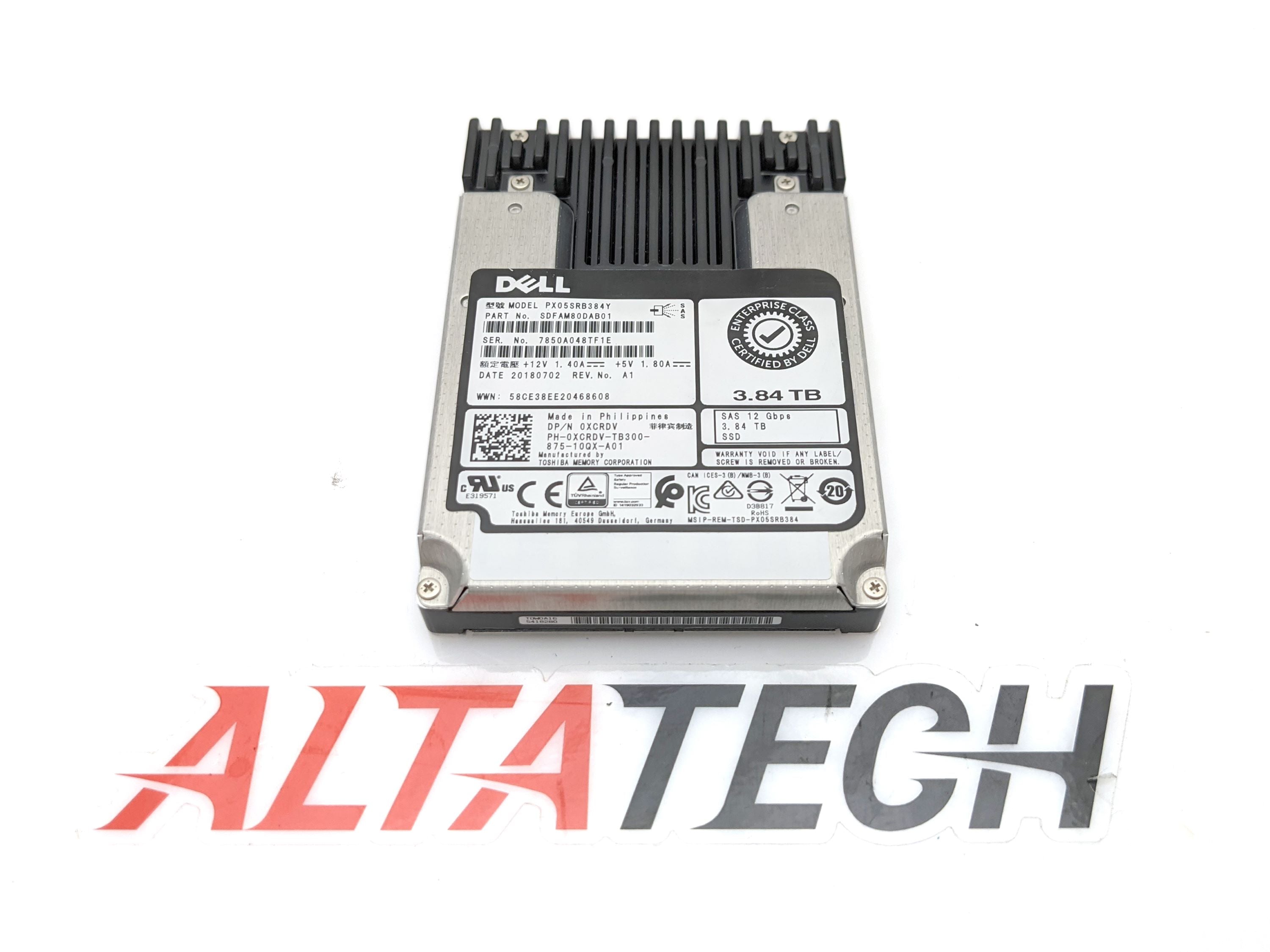 Dell 0XCRDV 3.84TB SSD SAS 2.5 12G RI