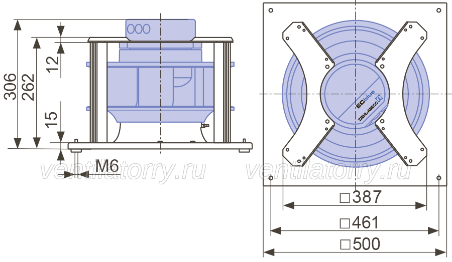 GR35V-ZIK.DC.1R 380/480 Ziehl-Abegg Centrifugal fans Vpro-ECblue series 380-480 V
