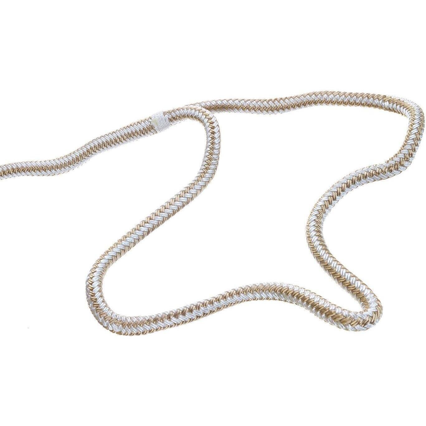 Seachoice Double-Braid Nylon Dock Line w/ Eye Splice, Pre-Shrunk, Heat Stabilized, 3/8 In. X 15 Ft., Gold White