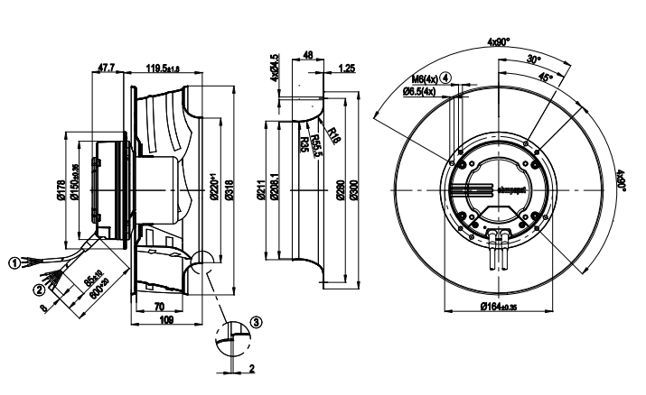 R3G310-AN43-71 Ebmpapst Centrifugal fan M3G084-FA | 1~230V | 2435RPM 470W 3.0A