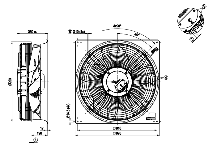 W3G800-LV05-03 ebmpapst Axial Fan 3~380/480V 3.5KW 5.3A 1190rpm