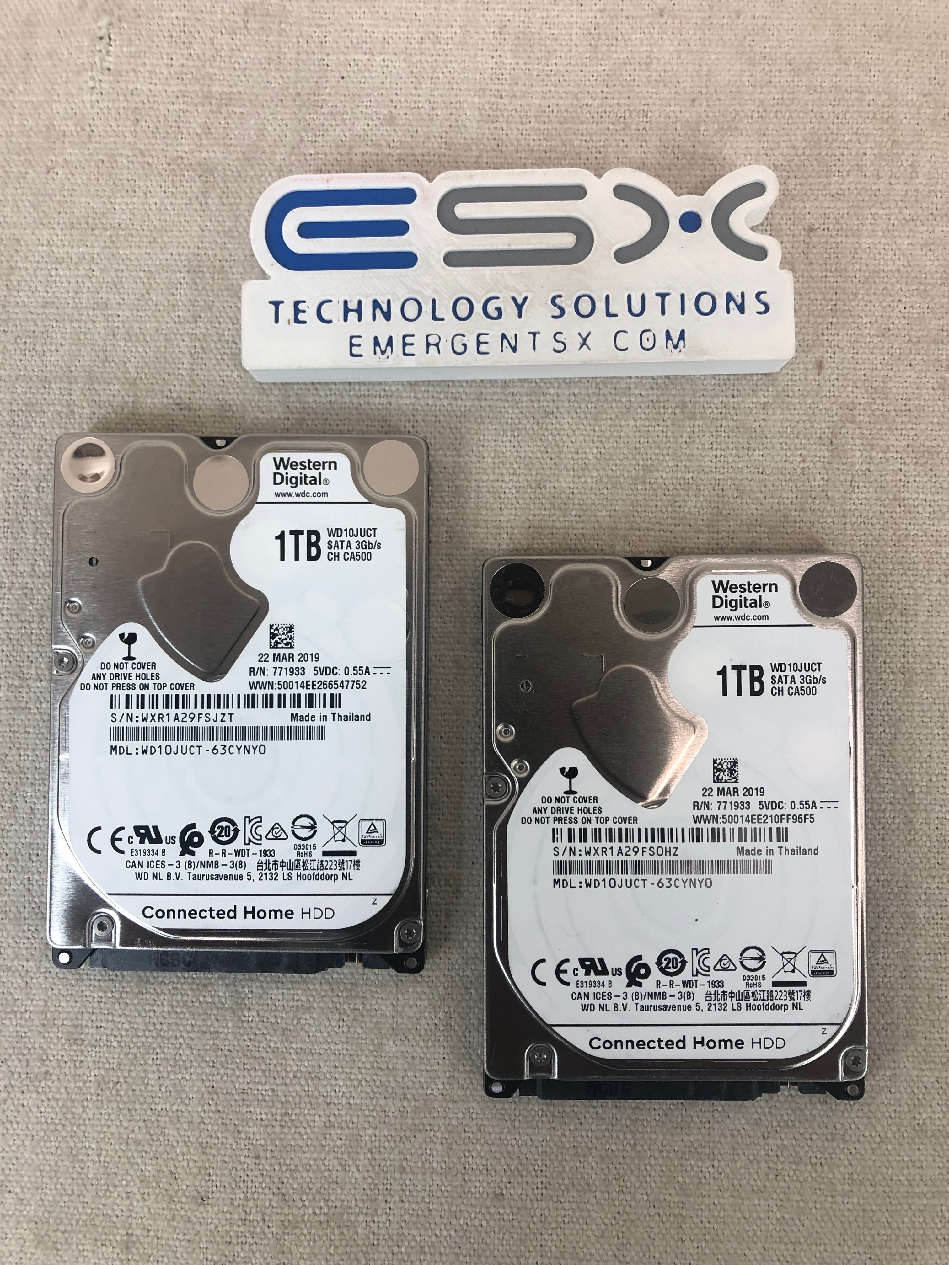 Lot of 2 Western Digital WD10JUCT-63CYNY0 1TB 3.0Gb/s SATA 2.5" HDD 100% health