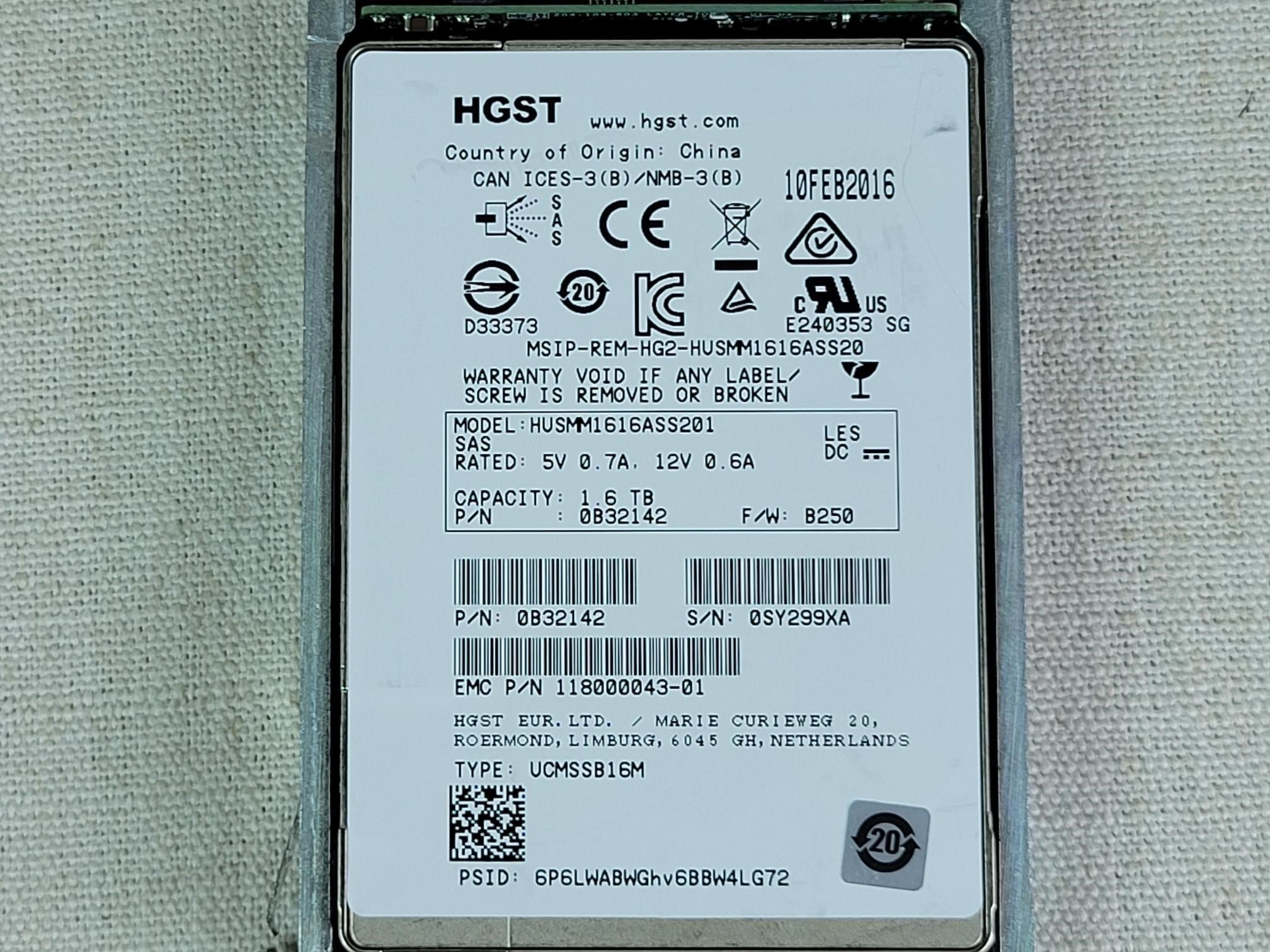XTREMIO 1.6 TB 12Gb/s SAS SSD – PN: 005051102