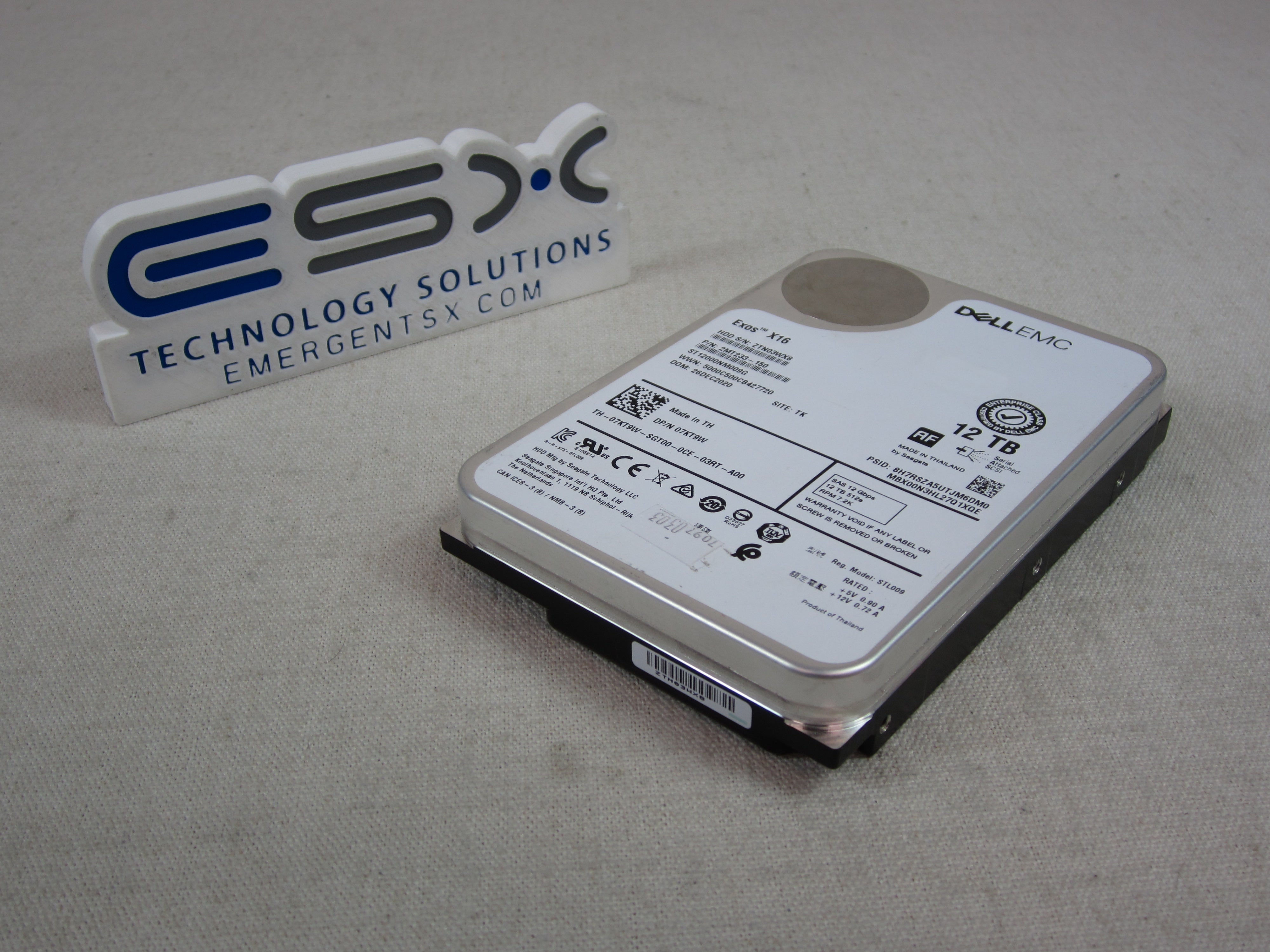 Dell 7KT9W 12TB 7.2k 12Gb/s 3.5” SAS 512e Hard Drive ST12000NM009G