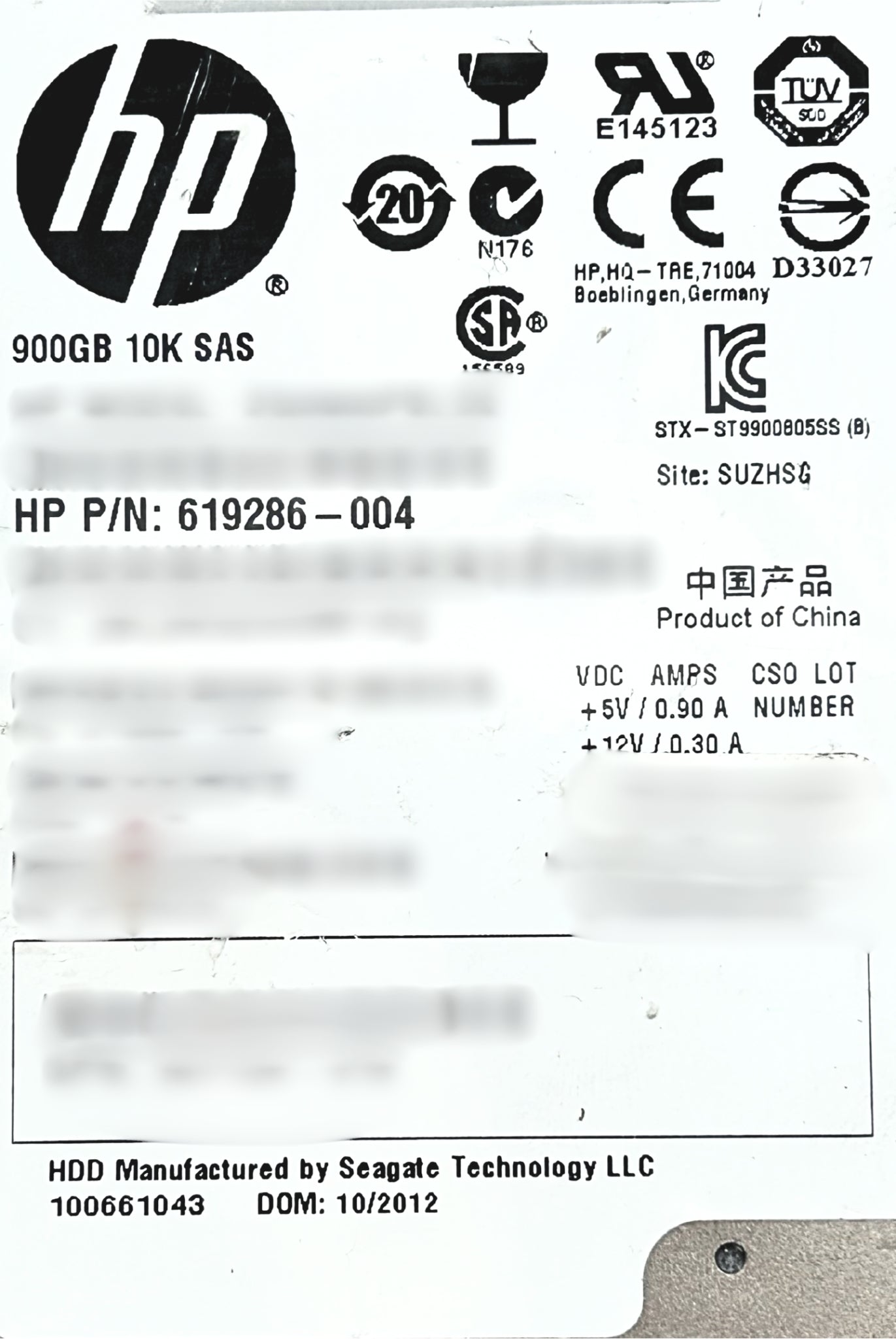 HP 619286-004 900GB 10K 6G DP SAS 2.5" Hot-Plug HDD