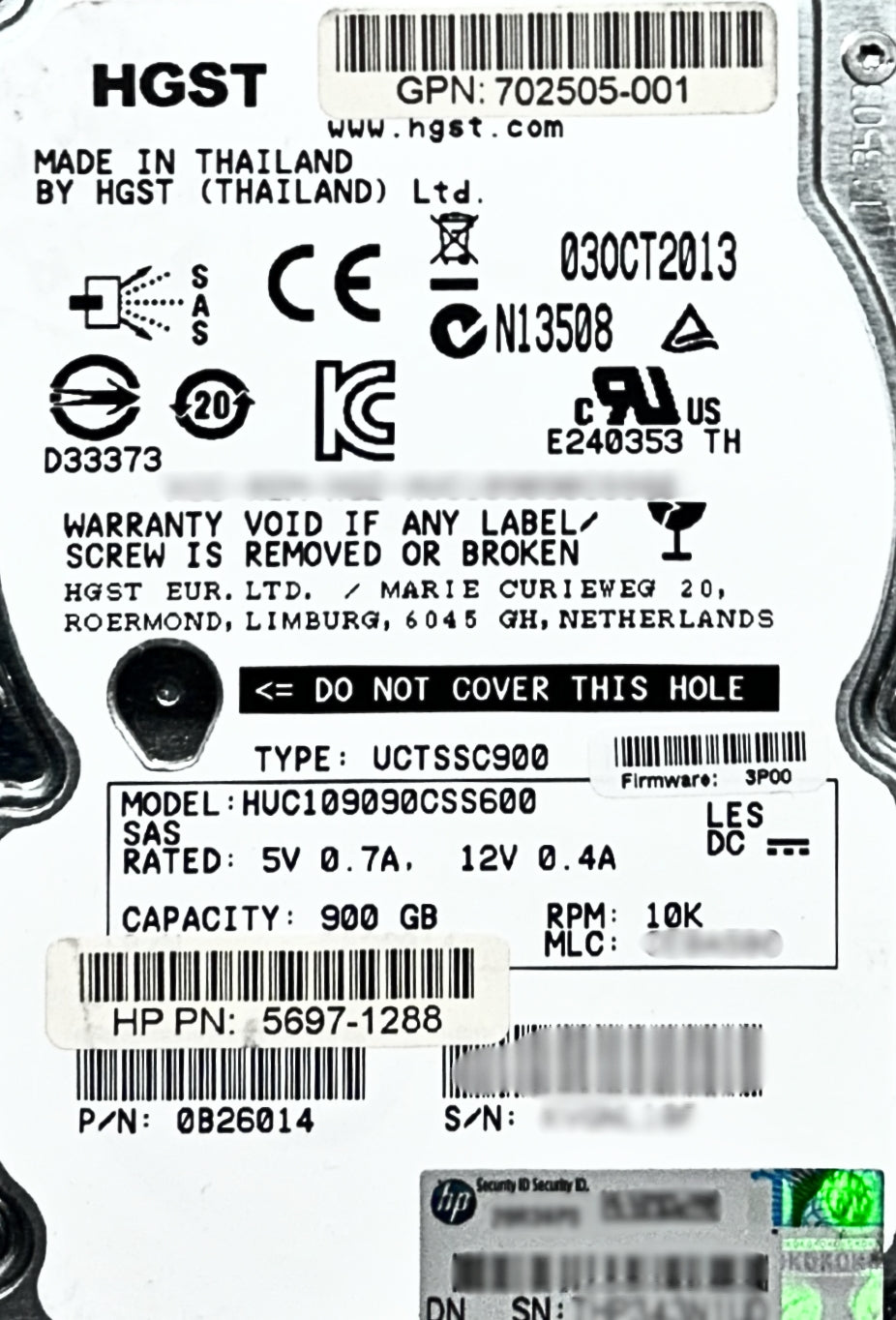 HP 702505-001 900GB 10K 6G 2.5" SAS HDD