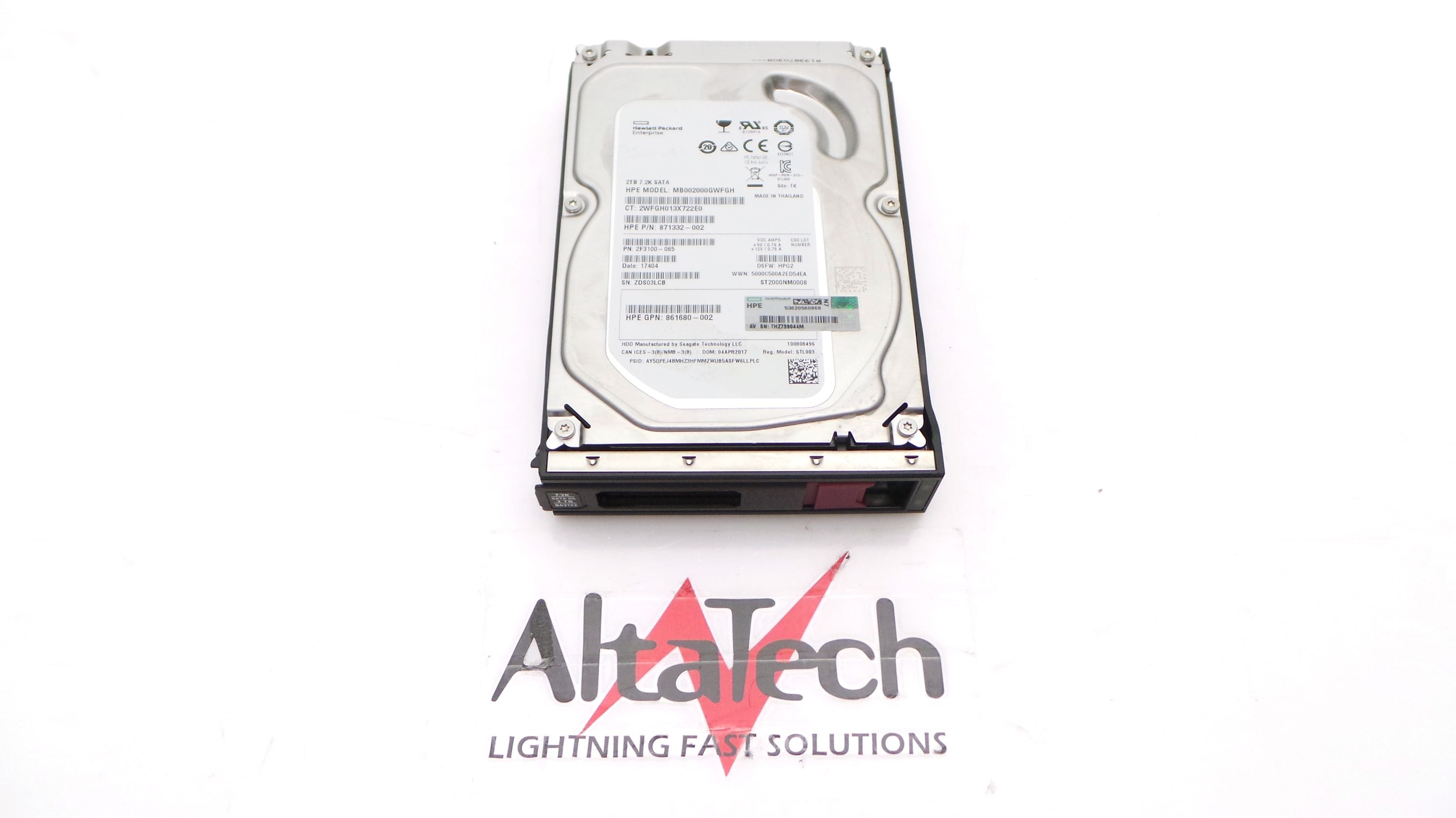 HP 862132-001 2TB 7.2K 3.5 6G SATA LP HDD