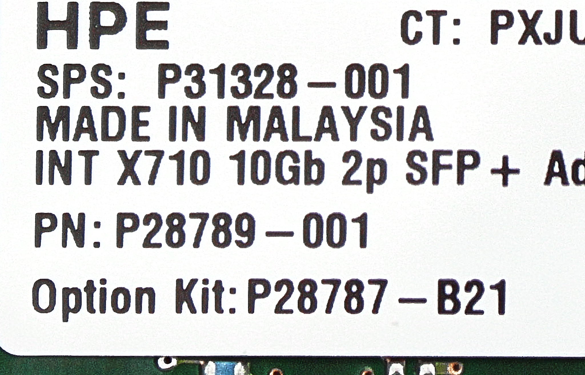 HP P28787-B21 INTEL X710-DA2 ETHERNET 10GB 2P SFP+ ADAPTER