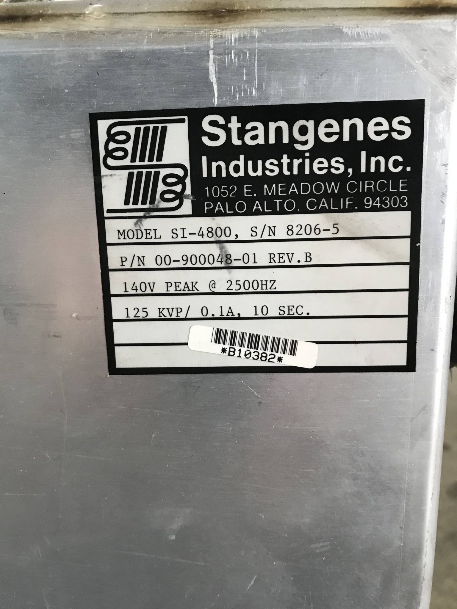 HV Tank (00-900048-01/SI-4800 Stangenes