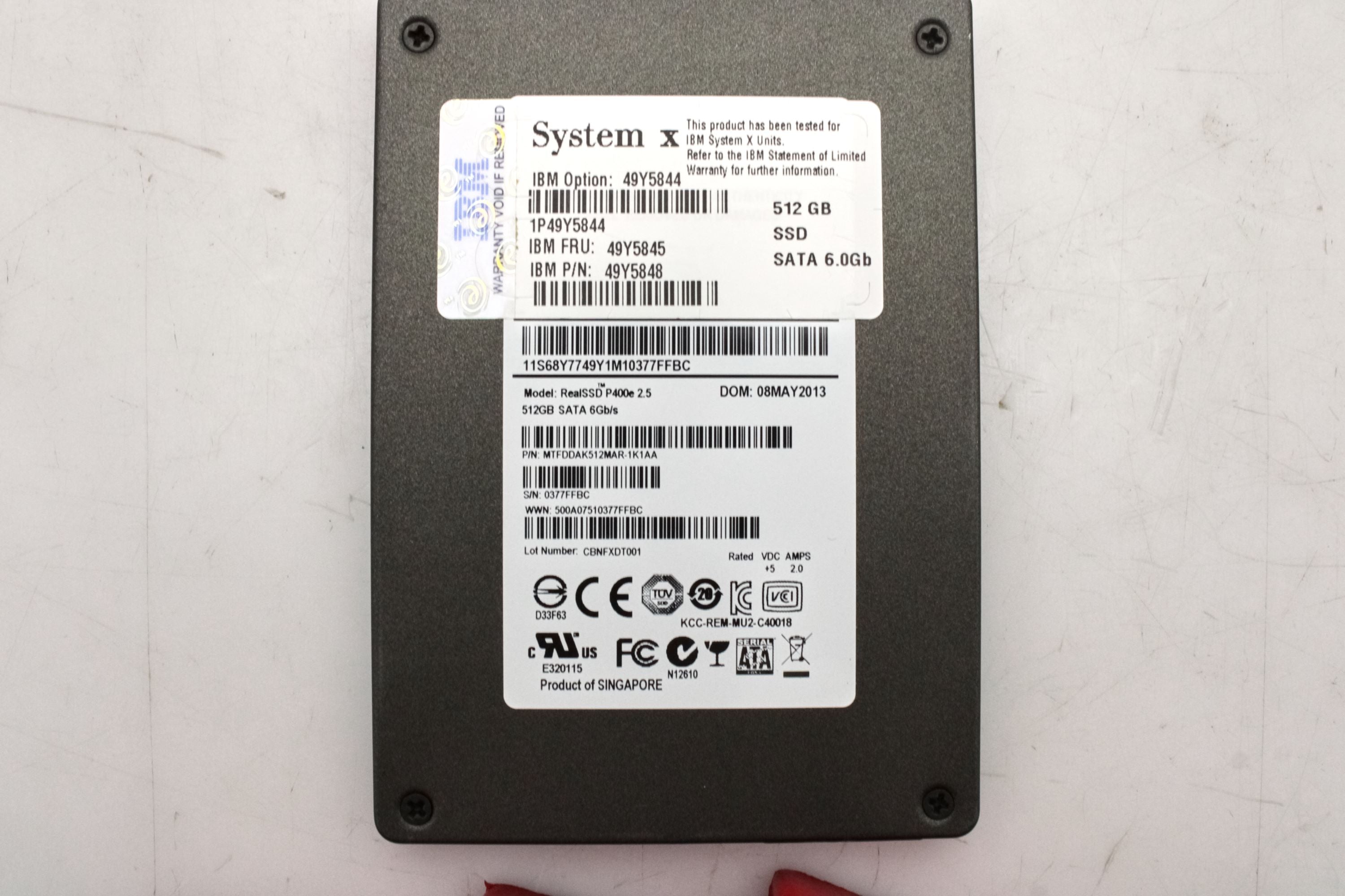 IBM 49Y5848 512GB SATA 2.5 MLC HS SSD DRIVE
