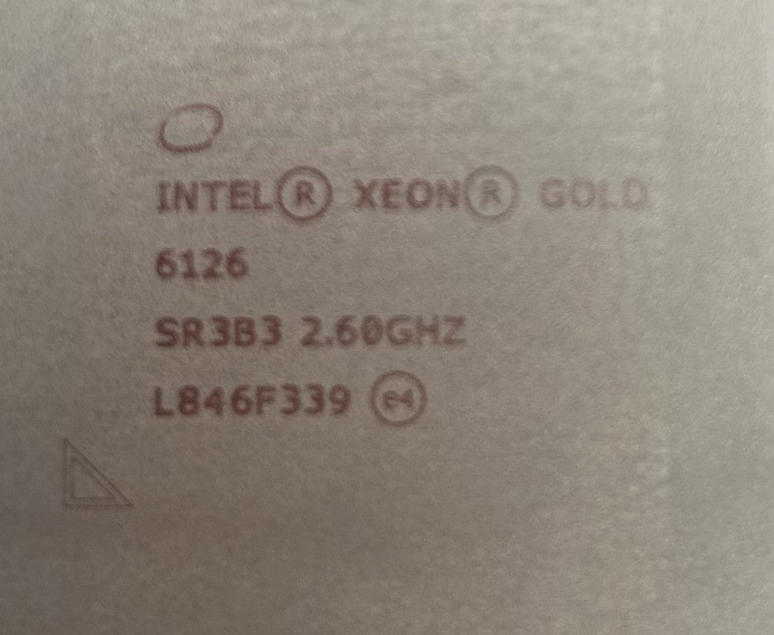 Intel SR3B3 2.6GHZ/19MB/125W/12C AU 6126