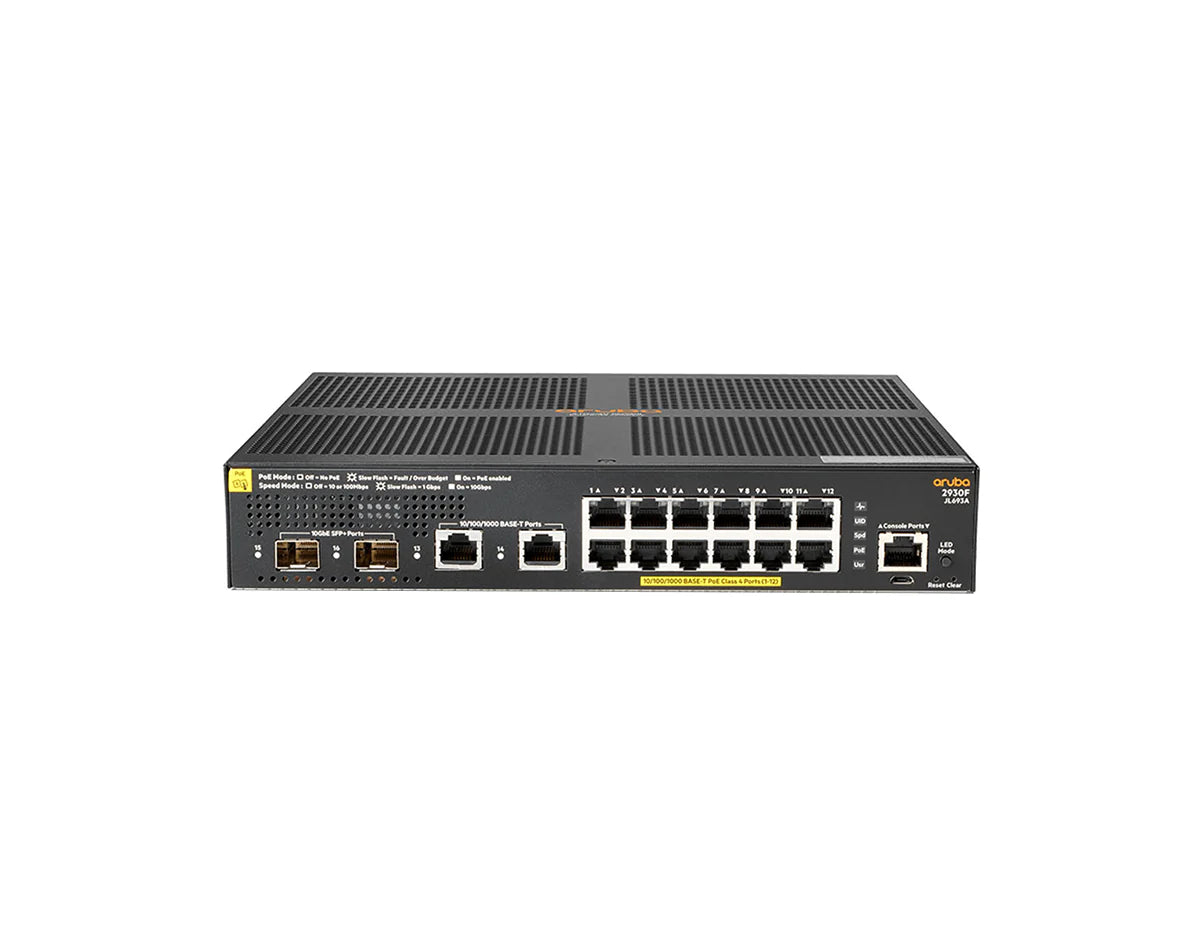 HPE Aruba Networking JL693A 2930F 12G PoE+ 2G/2SFP+ Switch