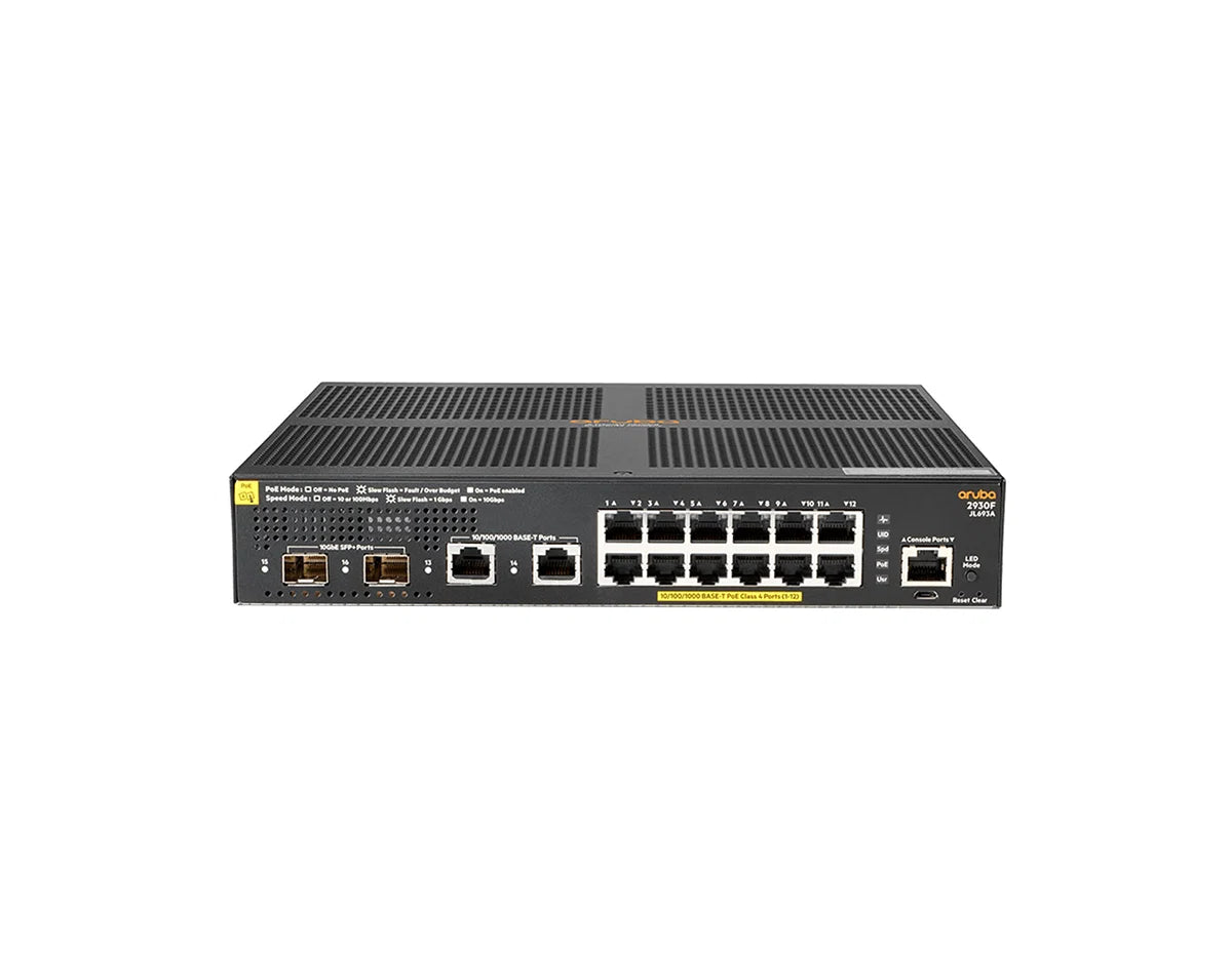 HPE Aruba Networking JL693A 2930F 12G PoE+ 2G/2SFP+ Switch