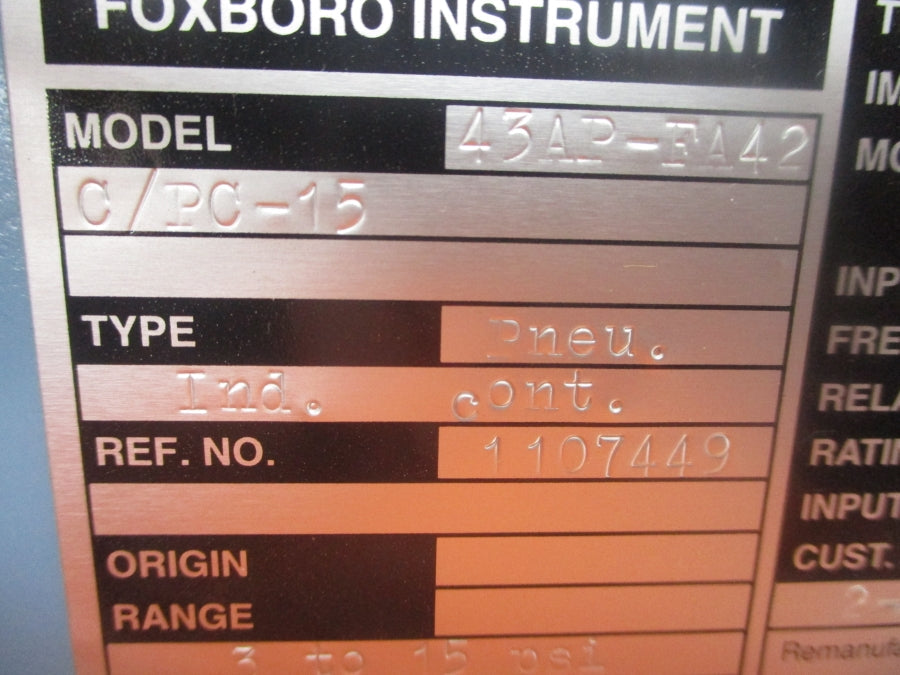 FOXBORO 43AP-FA42C/PC-15 3-15PSI NSNP