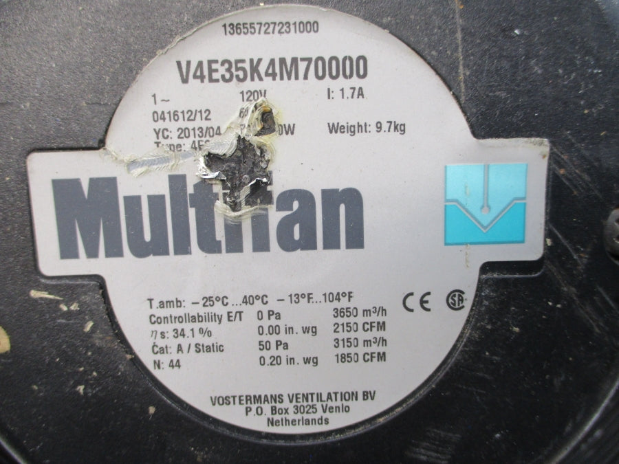 VOSTERMANS VENTILATION V4E35K4M70000 120V 1.7A UNMP
