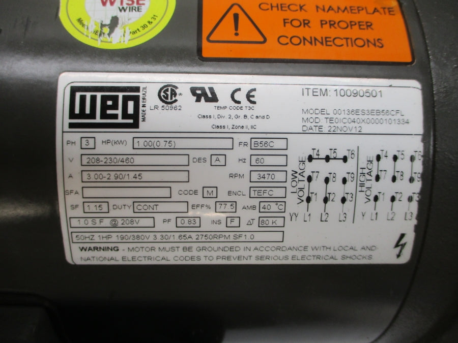 AMERICAN FAN COMPANY AF-8-R08125-4 208-230/460V 3.00-2.90/1.45A NSNP