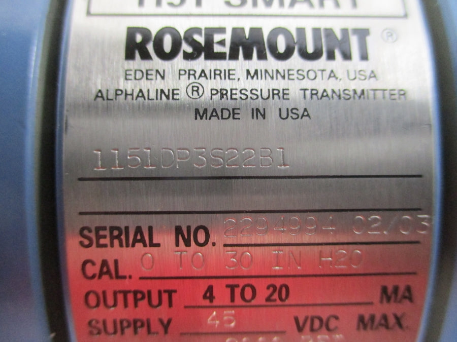 ROSEMOUNT 1151DP3S22B1 45VDC 2000PSI NSNP