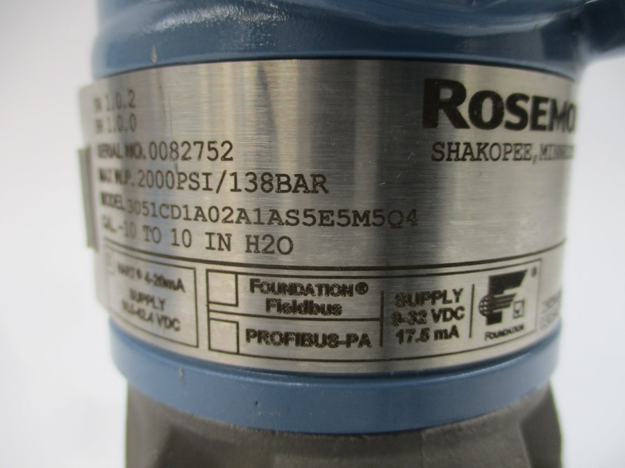 ROSEMOUNT 3051CD1A02A1AS5E5M5Q4 10.5-42.4VDC 2000PSI NSNP