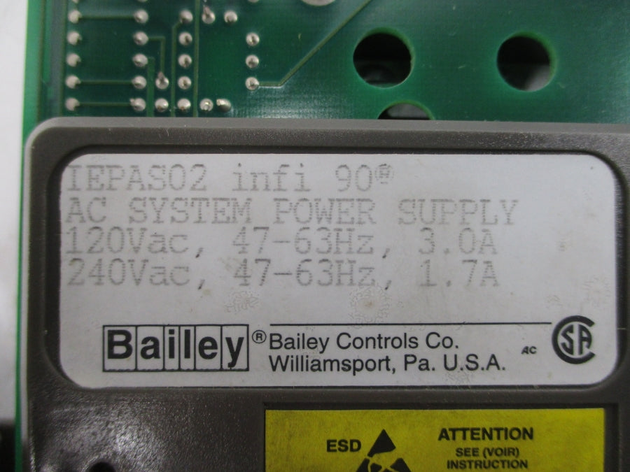 BAILEY IEPAS02 120/240VAC 3.0/1.7A REMAN