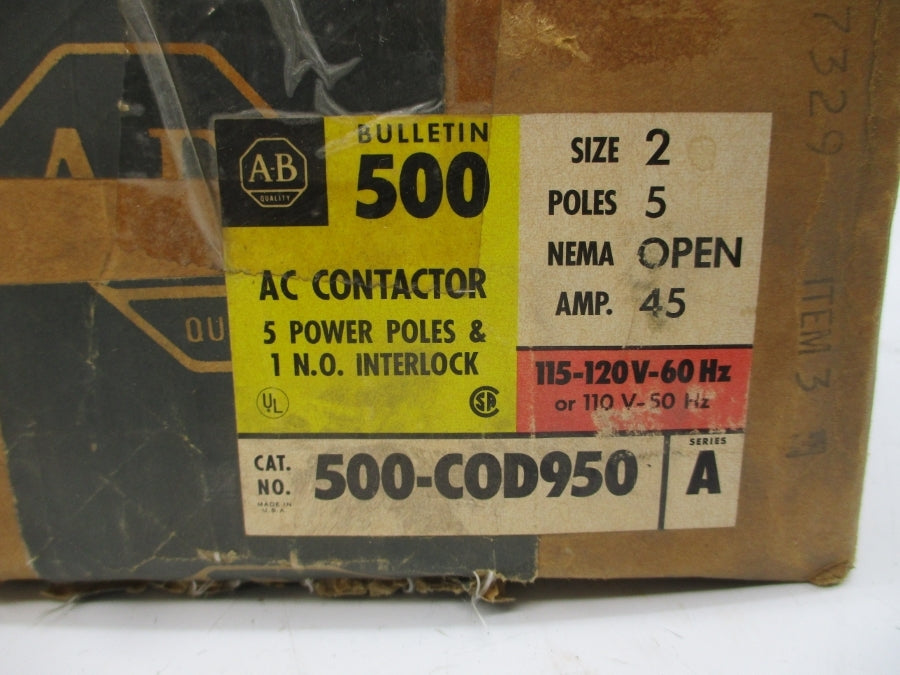 ALLEN BRADLEY 500-COD950 SER. A 110/115-120V 45A (BR/YL) NSMP