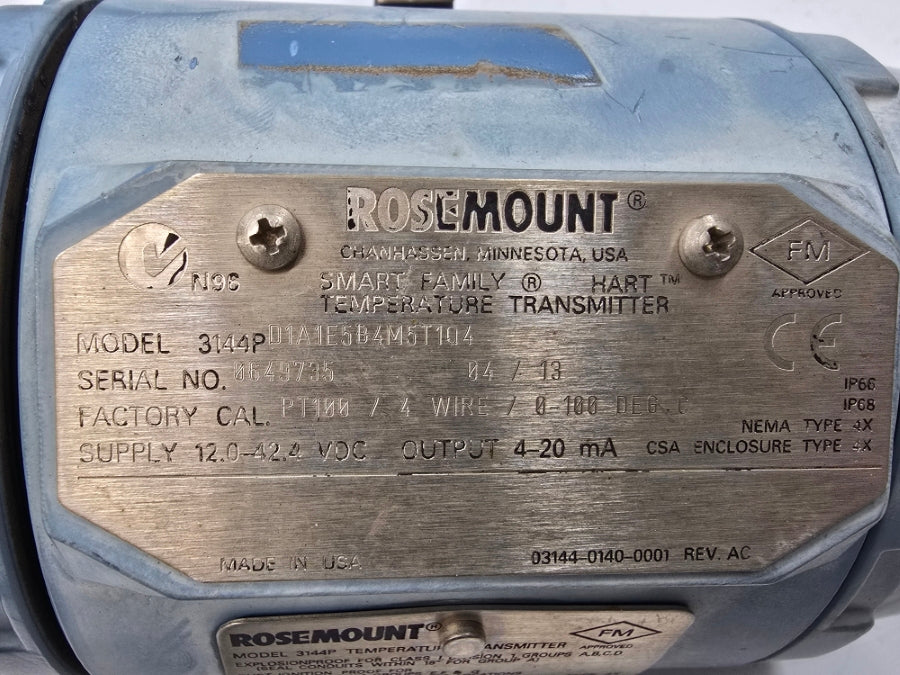 ROSEMOUNT 3144PD1A1E5B4M5T1Q4 12.0-42.4VDC REV. AC UNMP