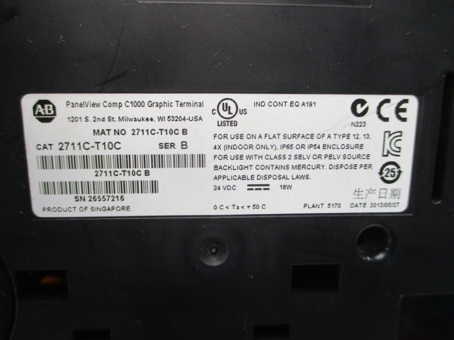 ALLEN BRADLEY 2711C-T10C SER. B 24VDC UNMP