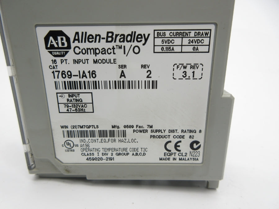 ALLEN BRADLEY 1769-IA16 SER. A F/W 3.1 24VDC REV. 2 NSNP