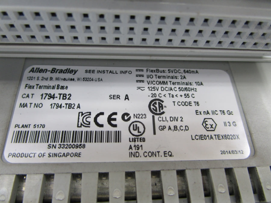 ALLEN BRADLEY 1794-TB2 SER. A 125VDC/AC NSNP