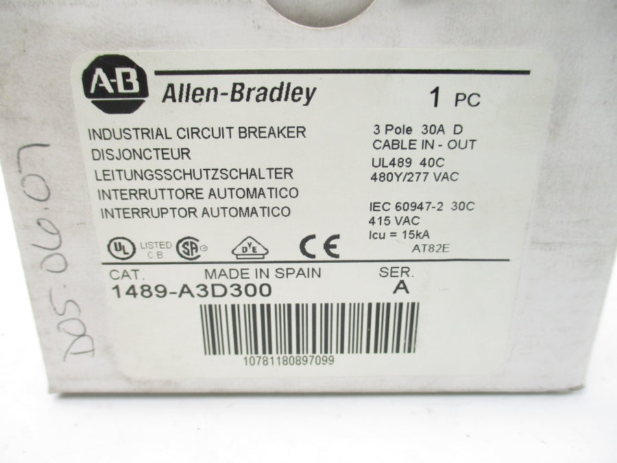 ALLEN BRADLEY 1489-A3D300 SER. A 277VAC 30A NSMP