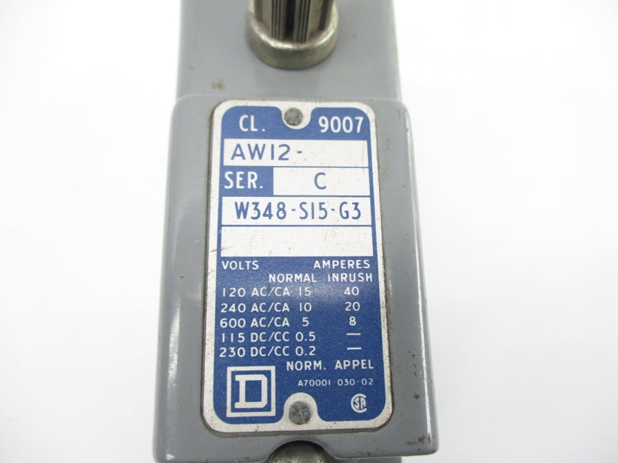 SQUARE D 9007AW12-W348-S15-G3 600VAC 5A NSNP