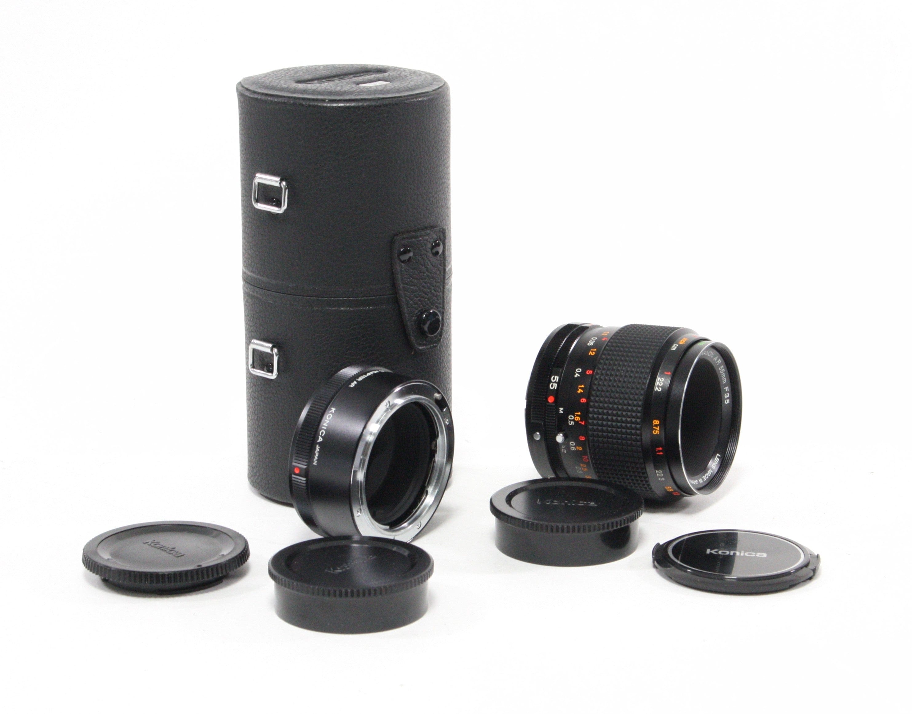 Konica 55mm f/3.5 Macro-Hexanon with Macro Adapter and Case for Konica AR Mount