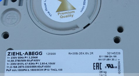 RH35B-2EK.6N.2R MK137-2EK.20.U 6SY7000-0AD05 ZIEHL-ABEGG centrifugal fan 1-230V 50HZ
