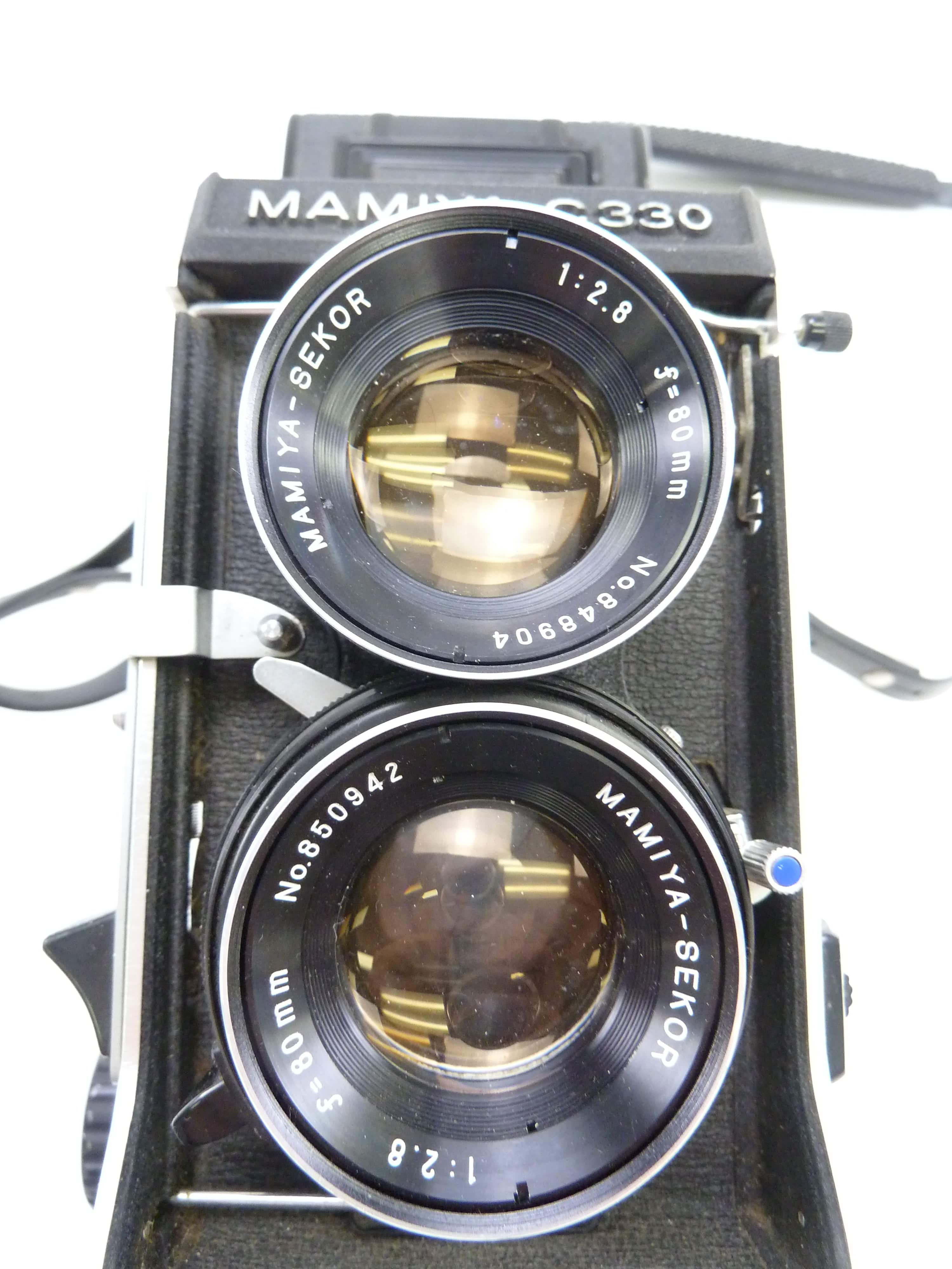 Mamiya 330F Twin Lens Reflex Camera Outfit with 80MM f2.8 Blue Dot Lens