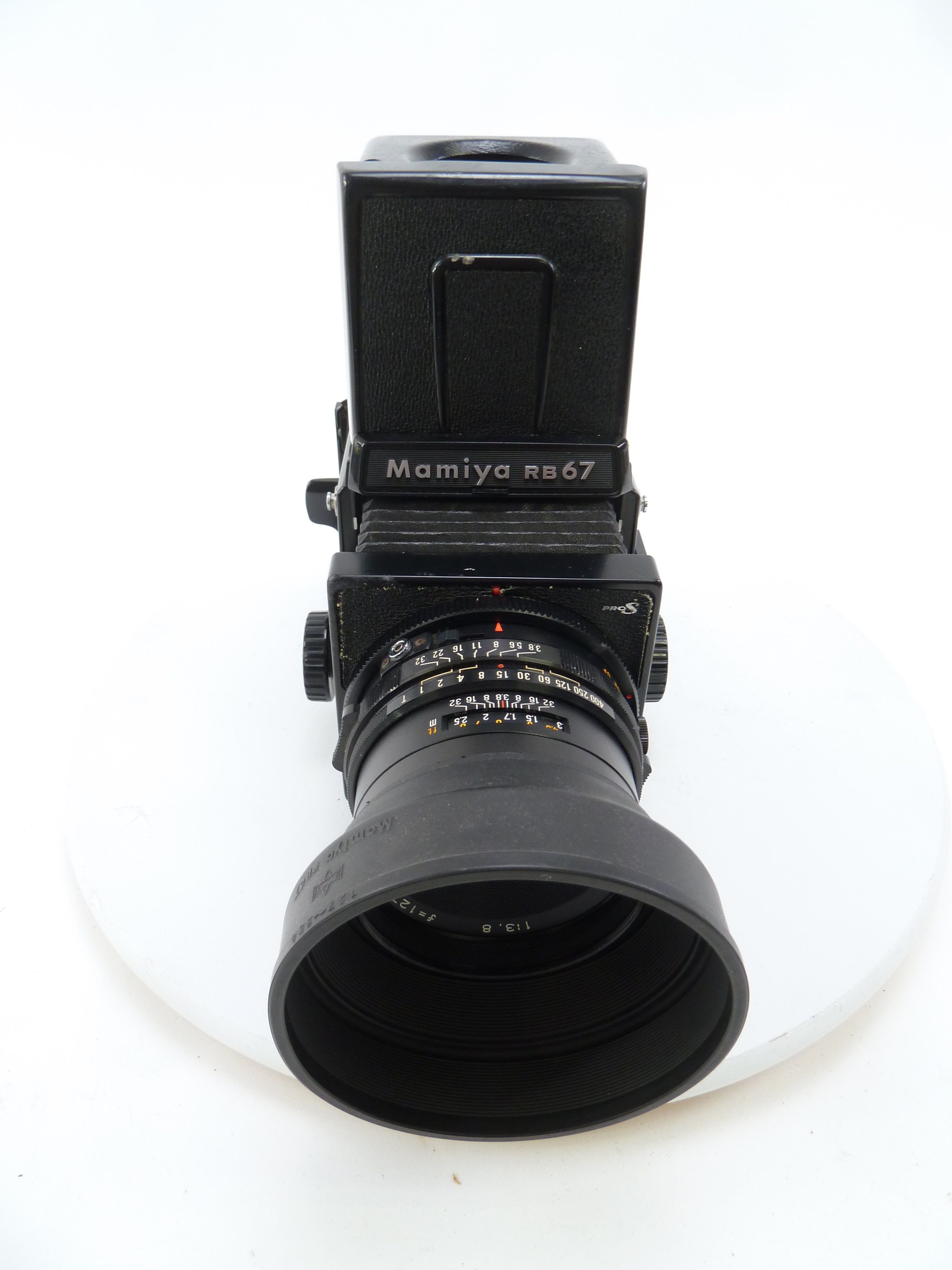 Mamiya RB67 Pro S Outfit with 127MM f3.8 C Lens, 120 Pro S Back, and Rigid Hood