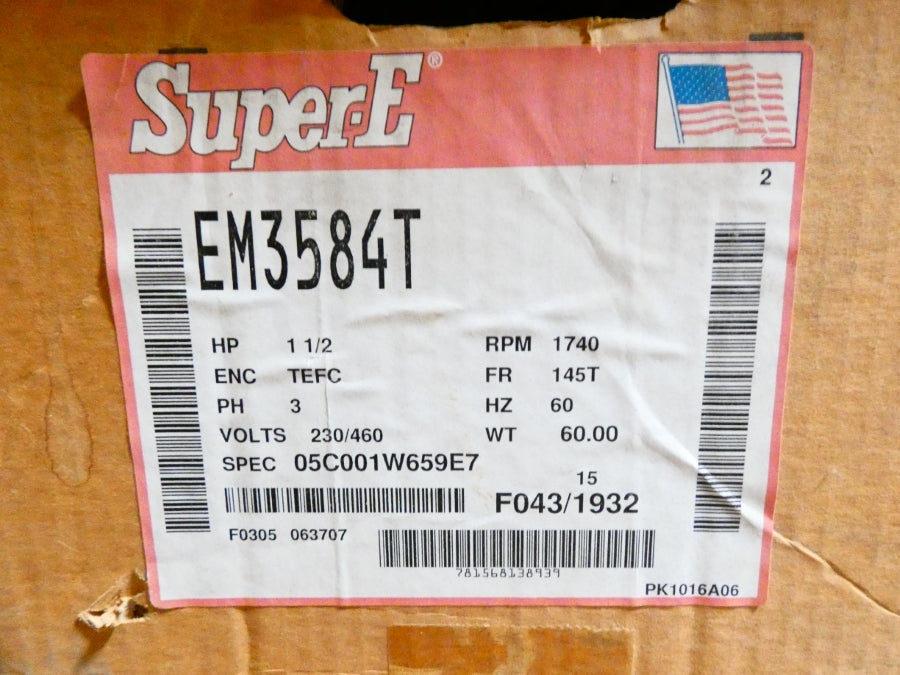 BALDOR EM3584T 05C001W659E7 230/460V 4/2A NSMP