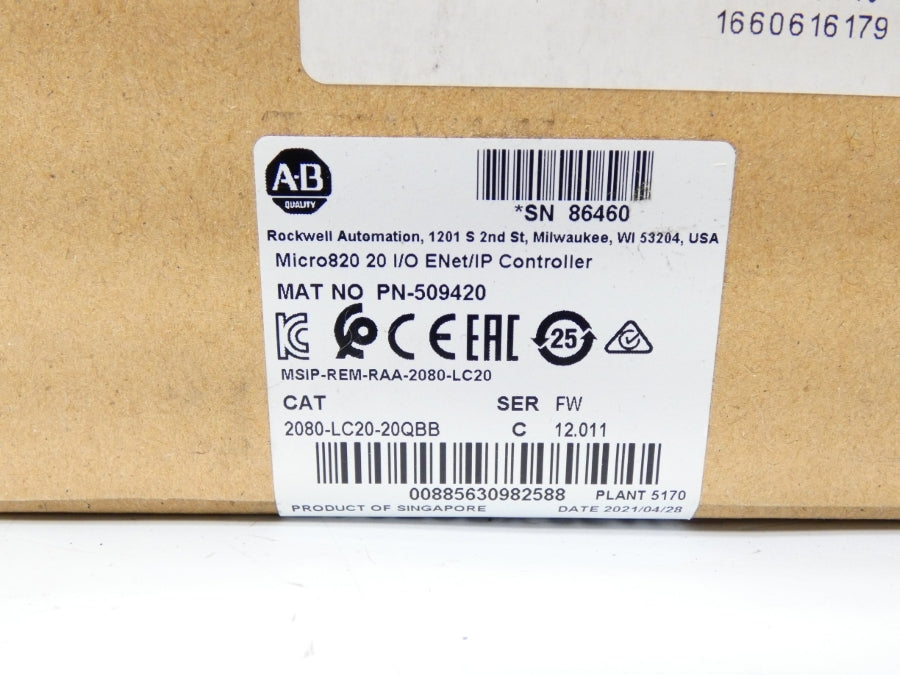 ALLEN BRADLEY 2080-LC20-20QBB SER. C F/W 12.011 DATE: 2021 NSFS
