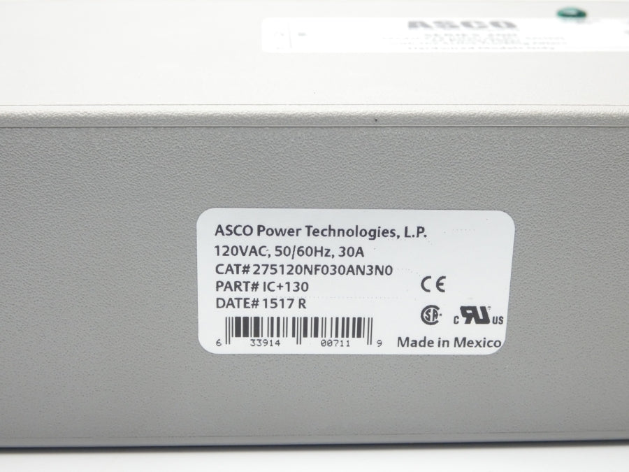 ASCO 275120NF030AN3N0 IC+130 120VAC 30A NSMP