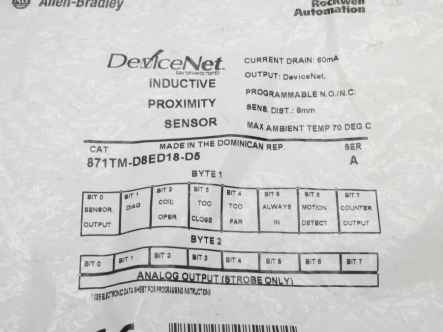 ALLEN BRADLEY 871TM-D8ED18-D5 SER. A NSMP