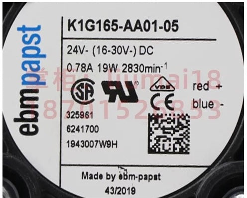 EbmPapst K1G165-AA01-05 Axial Fan for Rittal SK3241.124 DC Cabinet Fan 24V 9W 2830Rpm