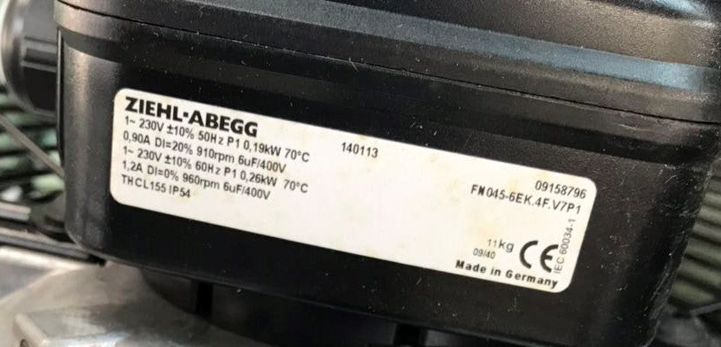 FN045-6EK.4F.V7P1 ZIEHL-ABEGG Axial Fan 0.12kW 230V 0.5A