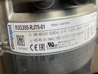 R3G355-RJ75-01 ebmpapst Centrifugal Fan Motor M3G112-EA 1100W 400V 1.7A 2400rpm
