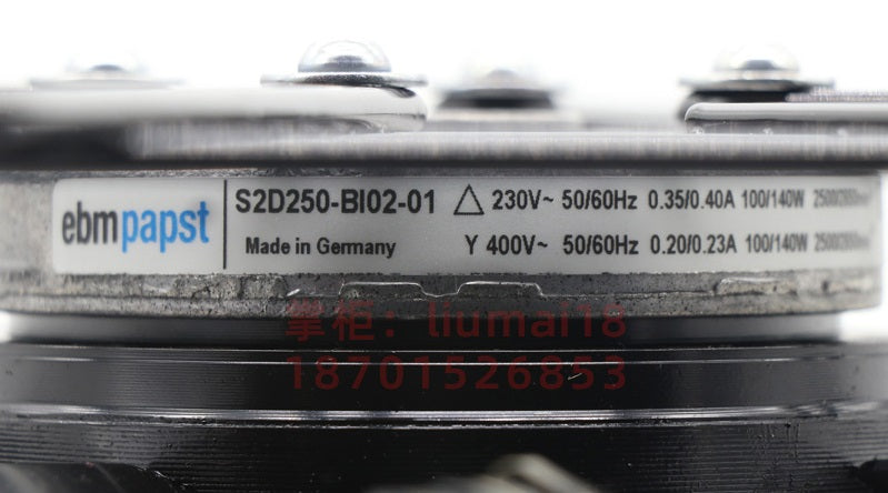 S2D250-BI02-01 Ebm-Papst Axial Fan 3~230/400V 0.2/0.4A 0.10/0.14kW 2500RPM