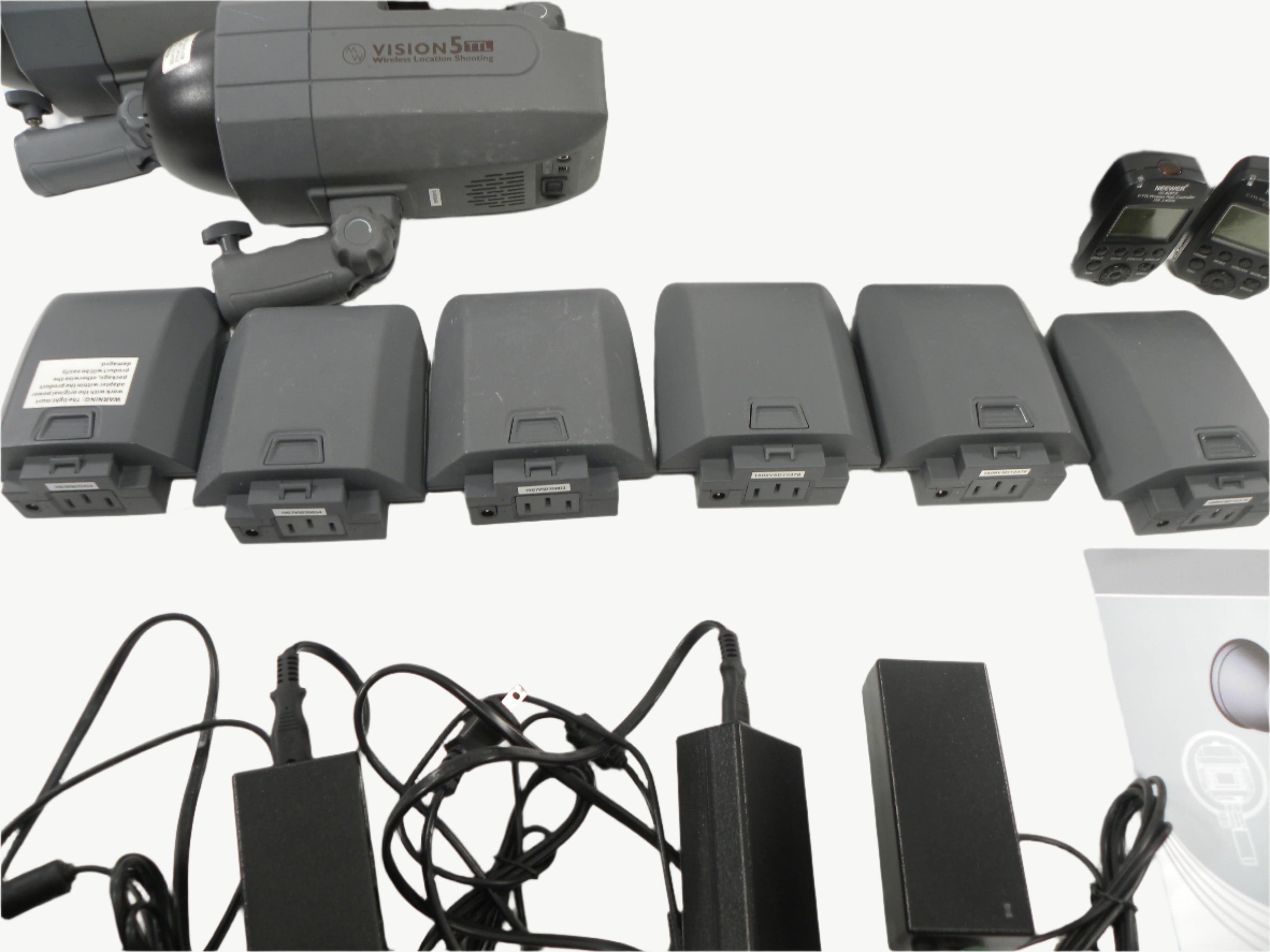 Neewer Vision 5 TTL Strobes x3 w/AC Adapters/ Strobe Reflectors/Transmitters